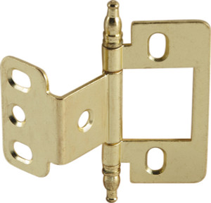Partial Wrap Non-Mortise Decorative Butt Hinge, for inset doors, steel, with minaret finial, brass plated finish Partial Wrap Non-Mortise Decorative Butt Hinge, for inset doors, steel, with minaret finial, brass plated finish