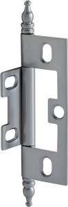 Decorative Butt Hinge, Non-Mortise, Minaret Finial , For inset face frame doors,Satin chrome