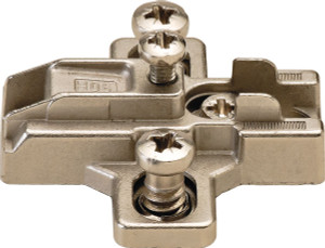 Salice B2RGE99/17 Slide-On Mounting Plate, zinc, nickel-plated, with pre-installed 11mm euroscrews, 9mm Mod 11