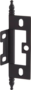 Butt Hinge, non-mortised, with finial, steel, 63x25mm, dark oil-rubbed bronze