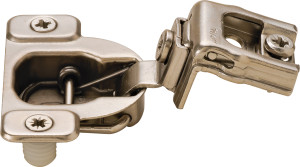 Faceframe Hinge, 105 degree, 1 1/4" overlay, dowel mounted, nickel plated, 3D adjustable Faceframe Hinge, 105 degree, 1 1/4" overlay, dowel mounted, nickel plated, 3D adjustable