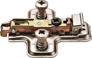 Salice BAVGl09F/16 Clip Mounting Plate, steel, nickel-plated, with pre-installed 11mm euroscrews, 0mm Mod 2 Salice BAVGl09F/16 Clip Mounting Plate, steel, nickel-plated, with pre-installed 11mm euroscrews, 0mm Mod 2