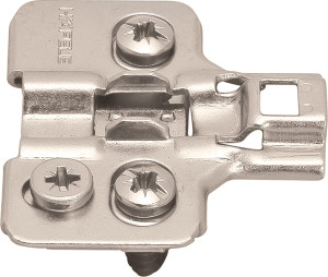 Clip Mounting Plate, cam adjustable, with pre-installed euroscrews, steel, nickel-plated, Mod 4 Clip Mounting Plate, cam adjustable, with pre-installed euroscrews, steel, nickel-plated, Mod 4