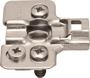 Clip Mounting Plate, cam adjustable, with pre-installed euroscrews, steel, nickel-plated, Mod 2 Clip Mounting Plate, cam adjustable, with pre-installed euroscrews, steel, nickel-plated, Mod 2