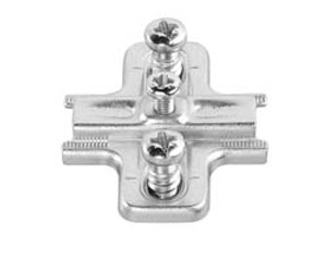 Salice B2VGH39/17 Slide-On Mounting Plate, steel, nickel-plated, with pre-installed 11mm euroscrews, 3mm Mod 5 Salice B2VGH39/17 Slide-On Mounting Plate, steel, nickel-plated, with pre-installed 11mm euroscrews, 3mm Mod 5