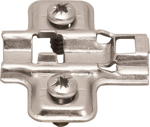 Clip Mounting Plate, with pre-installed euroscrews, steel, nickel-plated, Mod 0 Clip Mounting Plate, with pre-installed euroscrews, steel, nickel-plated, Mod 0