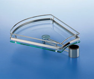 Basket Shelf, steel, polished chrome, with glass Basket Shelf, steel, polished chrome, with glass