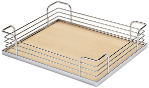 Tray Set, Arena, steel, chrome / maple, 14 7/8" x 12" x 3 1/2" (1 set = 4 trays) Tray Set, Arena, steel, chrome / maple, 14 7/8" x 12" x 3 1/2" (1 set = 4 trays)