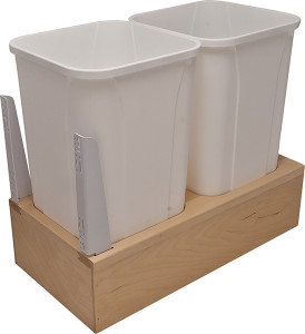 KV WUSC12-2-27QT Trash Can, double, bottom mount, soft close, birch