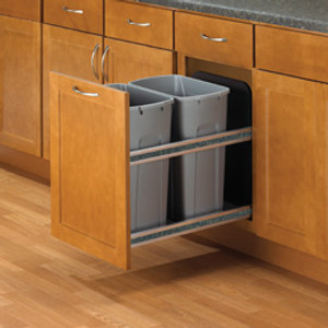 KV USC15-2-35PT Trash Can, double, bottom mounted, 35 quart, soft close, steel, frosted nickel KV USC15-2-35PT Trash Can, double, bottom mounted, 35 quart, soft close, steel, frosted nickel