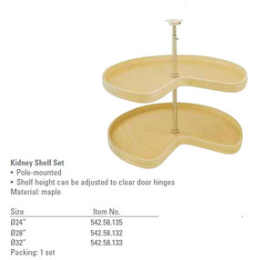 Revolving Kidney Tray, maple, 32" diameter x 2", with pole kit