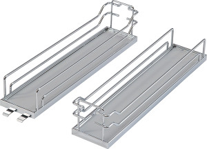 Tray Set, Arena, steel, chrome / gray, 16" x 20 3/8" x 4 1/8" (1 set = 2 trays) Tray Set, Arena, steel, chrome / gray, 16" x 20 3/8" x 4 1/8" (1 set = 2 trays)