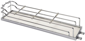Tray Set, Arena, steel, chrome / white, center mount, 5" x 19 3/4" x 4 1/8" (1 set = 2 trays) Tray Set, Arena, steel, chrome / white, center mount, 5" x 19 3/4" x 4 1/8" (1 set = 2 trays)