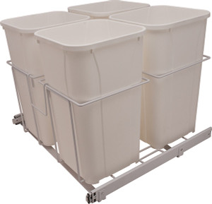 KV PRC24-4-27W Trash Can, four bin, bottom mounted, 27 quart, steel, white KV PRC24-4-27W Trash Can, four bin, bottom mounted, 27 quart, steel, white