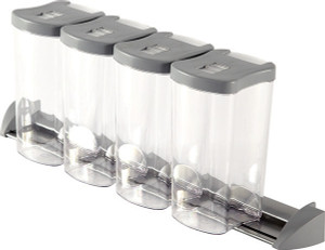 Container Set, plastic, silver / translucent, closed with gray lids and open (set includes: 4 containers with lids, 2 open containers, 2 support elements, 6 containers, and 1 divider) Container Set, plastic, silver / translucent, closed with gray lids and open (set includes: 4 containers with lids, 2 open containers, 2 support elements, 6 containers, and 1 divider)