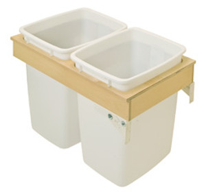 Trash Can, with soft close, side mount, double, maple, 17 7/8" x 22.5" x 3 1/2" Trash Can, with soft close, side mount, double, maple, 17 7/8" x 22.5" x 3 1/2"