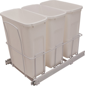 KV PSW15-3-20WH Trash Can, triple, bottom mounted, 20 quart, steel, white KV PSW15-3-20WH Trash Can, triple, bottom mounted, 20 quart, steel, white