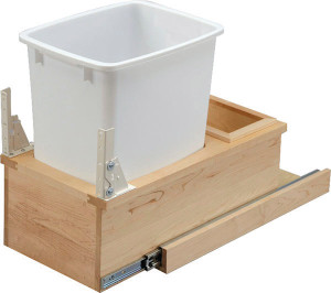 Trash Can, with soft close, bottom mount, single, birch, 11.25" wide, includes 36 quart can Trash Can, with soft close, bottom mount, single, birch, 11.25" wide, includes 36 quart can