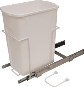 KV SCB10-1-35WH Trash Can, single, bottom mounted, 35 quart, soft close, steel, white KV SCB10-1-35WH Trash Can, single, bottom mounted, 35 quart, soft close, steel, white