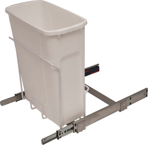 KV SCB15-1-20WH Trash Can, single, bottom mounted, 20 quart, soft close, steel, white KV SCB15-1-20WH Trash Can, single, bottom mounted, 20 quart, soft close, steel, white