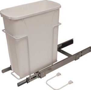 KV SCB9-1-20WH Trash Can, single, bottom mounted, 20 quart, soft close, steel, white KV SCB9-1-20WH Trash Can, single, bottom mounted, 20 quart, soft close, steel, white