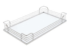 Tray Arena, steel, chrome / maple, 18 1/2" x 15 3/8" X 3 1/2"