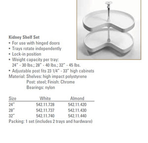 Kidney Shelf Set, plastic, almond, 32" Kidney Shelf Set, plastic, almond, 32"