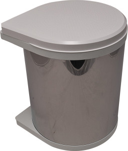 Trash Can, stainless steel, white lid, 15liters