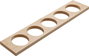 Fineline Container Holder, birch, 5 holes, 424 x 81 x 12mm