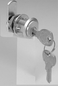 Cam Lock, C8103, overlay, 1 3/16", brushed chrome, keyed different Cam Lock, C8103, overlay, 1 3/16", brushed chrome, keyed different