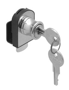 Glass Door Lock, non-bore, horizontal mount, steel, nickel polished