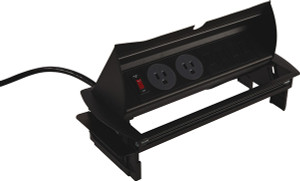 Horizontal Powerdock, 2-power 2/4-data, aluminum, plastic, gray