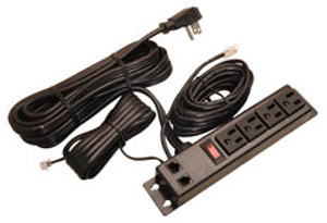 Power Bar, 4 outlet 3 data, plastic, black Power Bar, 4 outlet 3 data, plastic, black
