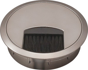 Cable Grommet, two-piece, with brush, plastic, silver, 80mm