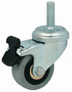 Caster, with brake, mounting plate, steel, zinc-plated, 50mm