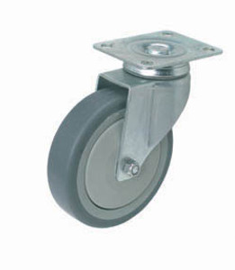 Caster, swivel, no brake, mounting plate, steel, zinc-plated, 100mm