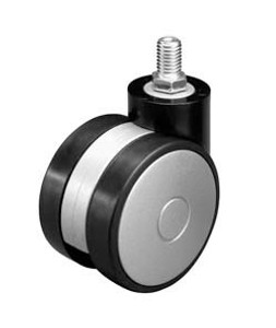 Caster, swivel, with brake, M10, steel, plastic, black/silver, 60mm
