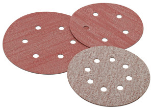 H&L disc, 5", 8 holes, aluminum oxide, premier red, 80 grit, paper, 100 per roll