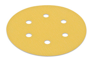 H&L disc, 6", 6 holes, aluminum oxide, gold, 240 grit, paper, 100 per package