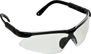 Safety Glasses, Black Frame with Clear Lens