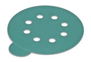 PSA disc, 5", 8 holes, aluminum oxide, 220 grit, filmbac with tabs, 100 per package