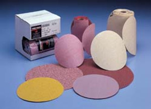 PSA disc, 5", no holes, aluminum oxide, premier red, 240 grit, paper, 100 per roll