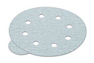 PSA disc, 6", 9 holes, silicon carbide, 100 grit, paper with tabs, 100 per package