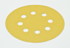 H&L disc, 5", 8 hole, aluminum oxide, gold, 100 grit, paper, 100 per package H&L disc, 5", 8 hole, aluminum oxide, gold, 100 grit, paper, 100 per package