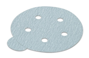 PSA disc, 5", 5 holes, silicon carbide, 220 grit, paper with tabs, 100 per package PSA disc, 5", 5 holes, silicon carbide, 220 grit, paper with tabs, 100 per package