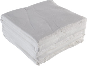 Wiping Cloth, premium, pre-washed, 100% cotton knit, white, 18" x 18", 50 pieces per package