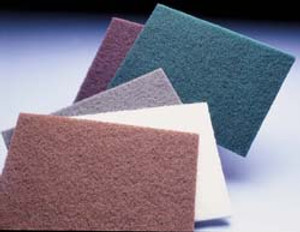 Sponge Hand Pad, 6" x 9" x 1/4", aluminum oxide, green, general purpose, very fine abrasive, 20 per package Sponge Hand Pad, 6" x 9" x 1/4", aluminum oxide, green, general purpose, very fine abrasive, 20 per package