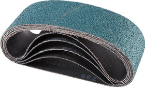 Portable belt, 3" x 21", zirconia, 36 grit, closed coat, resin cloth, Y weight, 5 per package