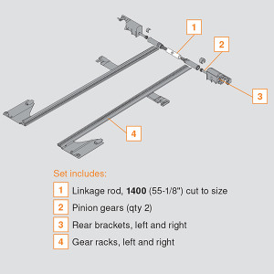 Blum LEGRABOX Lateral Stabilizer Set, Runner Lengths 18" To 24"