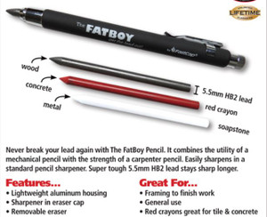 Refill for Fat Boy Pencil ,Choose yours Red, White OR Black Refill Fast Cap . One.